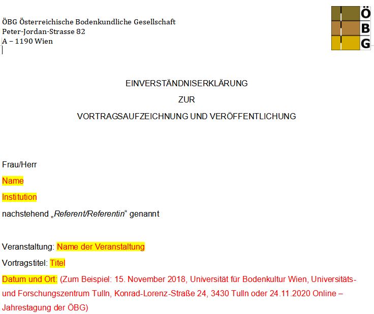 Einverständniserklärung zur Vortragsaufzeichnung Einverständniserklärung zur Vortragsaufzeichnung